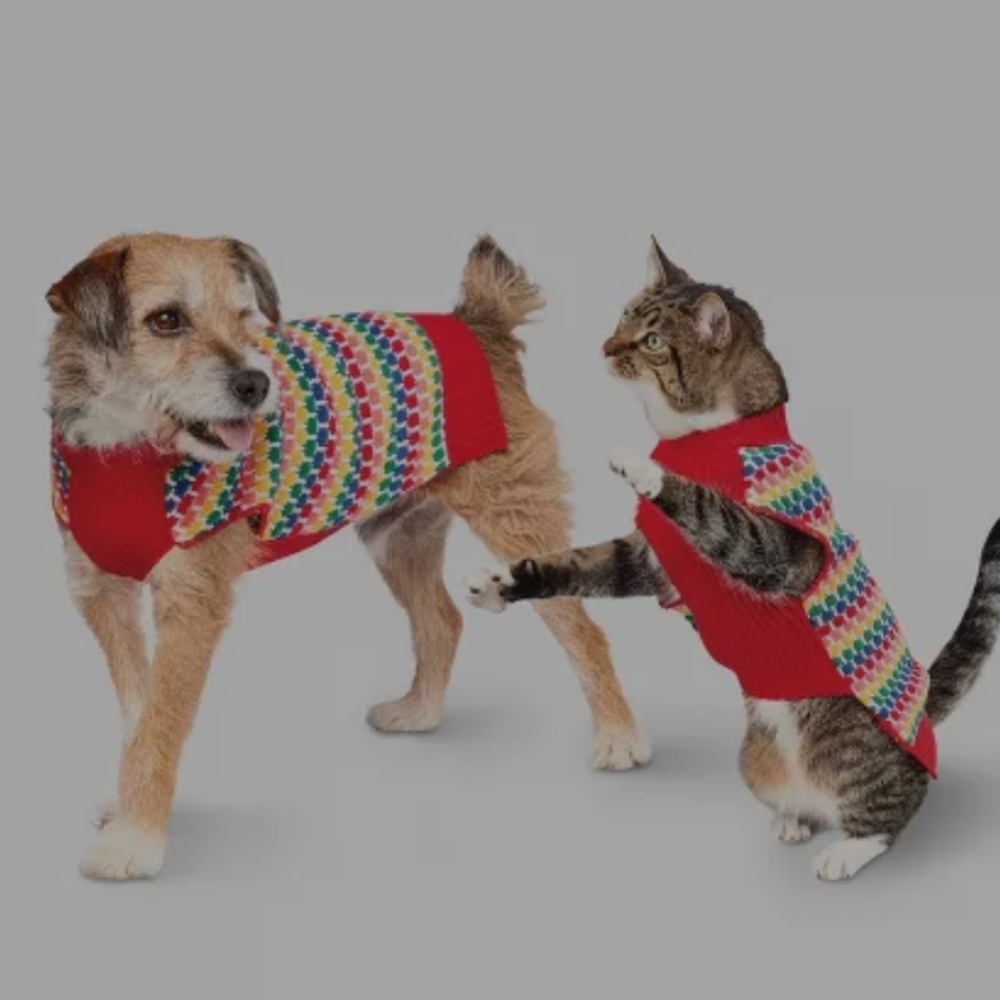 Med or L - Target dog pet colorful holiday rainbow mock turtleneck sweater